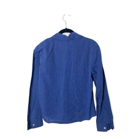 Gemilli Medium Blue Button Down Shirt Made in USA Cotton Blend - Picture 3 of 4